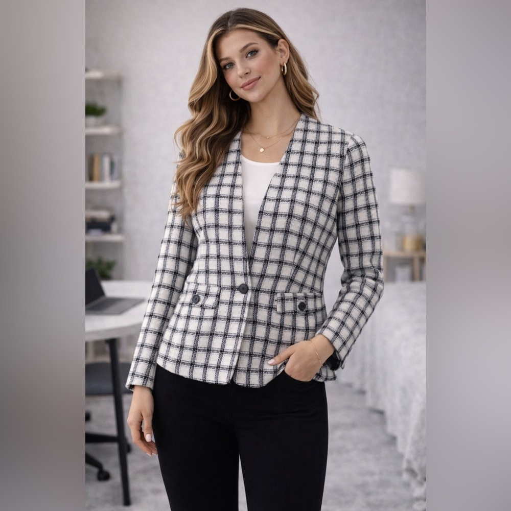Kasper Black White Tweed Jacket NWT Sz __ Office Career
